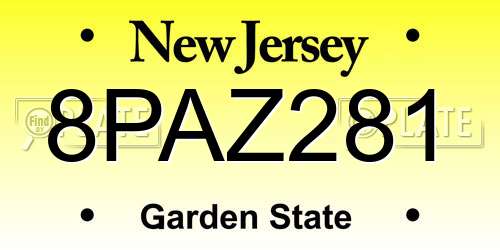 8PAZ281 New Jersey License Plate