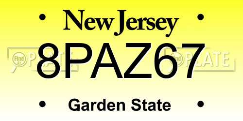 8PAZ67 New Jersey License Plate