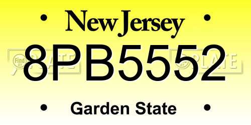 8PB5552 New Jersey License Plate