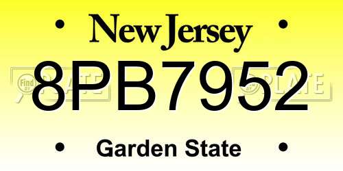 8PB7952 New Jersey License Plate