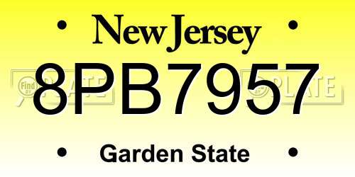 8PB7957 New Jersey License Plate