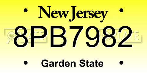 8PB7982 New Jersey License Plate