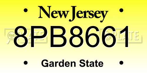 8PB8661 New Jersey License Plate