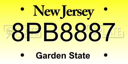 8PB8887 New Jersey License Plate