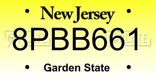 8PBB661 New Jersey License Plate