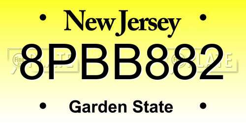 8PBB882 New Jersey License Plate