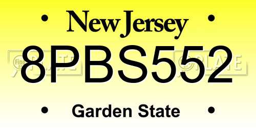 8PBS552 New Jersey License Plate