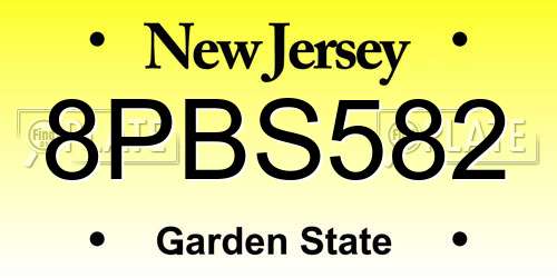 8PBS582 New Jersey License Plate