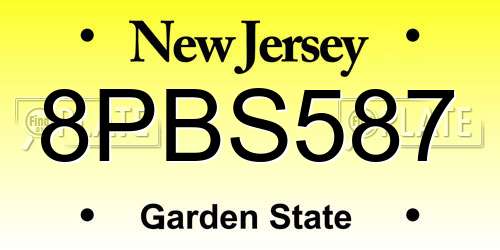 8PBS587 New Jersey License Plate