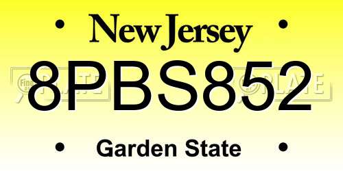 8PBS852 New Jersey License Plate