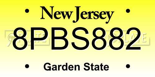 8PBS882 New Jersey License Plate