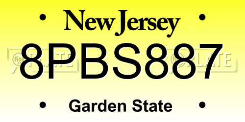 8PBS887 New Jersey License Plate