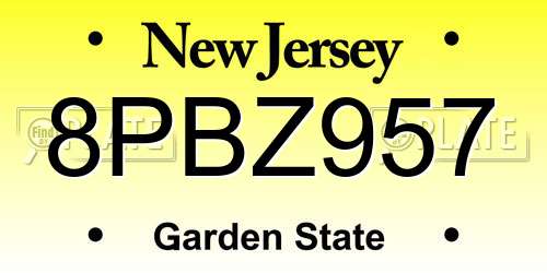 8PBZ957 New Jersey License Plate