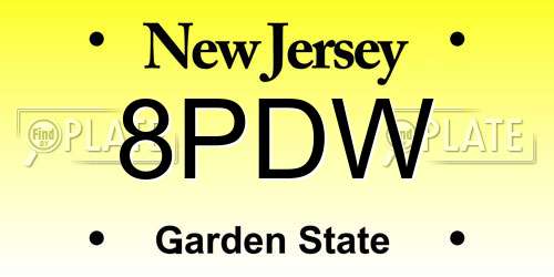 8PDW New Jersey License Plate