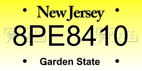 8PE8410 New Jersey License Plate