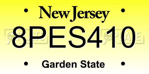 8PES410 New Jersey License Plate