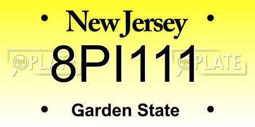 8PI111 New Jersey License Plate