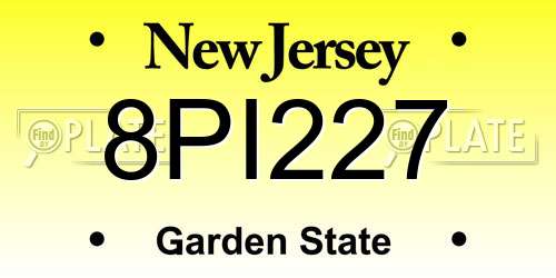 8PI227 New Jersey License Plate