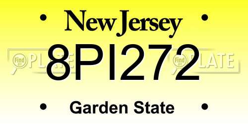 8PI272 New Jersey License Plate