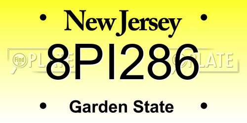 8PI286 New Jersey License Plate