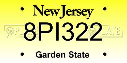 8PI322 New Jersey License Plate