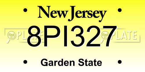 8PI327 New Jersey License Plate