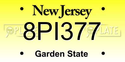 8PI377 New Jersey License Plate