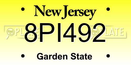 8PI492 New Jersey License Plate