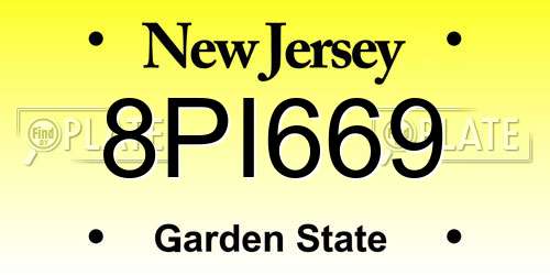 8PI669 New Jersey License Plate