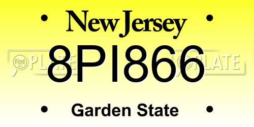 8PI866 New Jersey License Plate