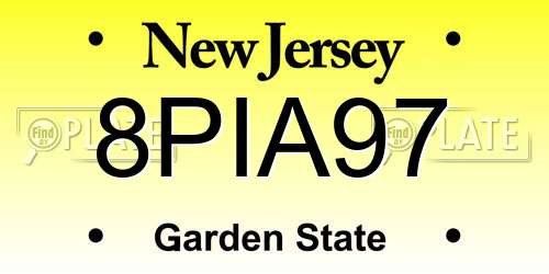 8PIA97 New Jersey License Plate