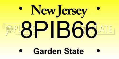 8PIB66 New Jersey License Plate