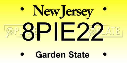 8PIE22 New Jersey License Plate