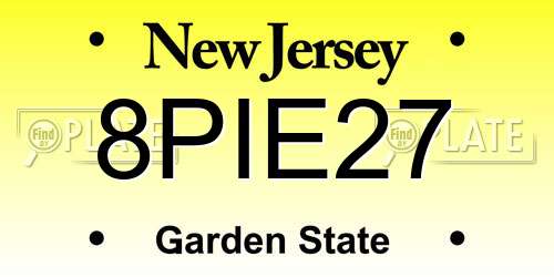 8PIE27 New Jersey License Plate