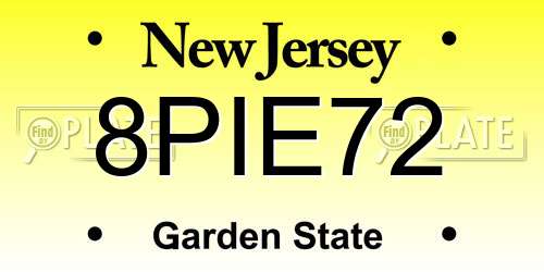 8PIE72 New Jersey License Plate