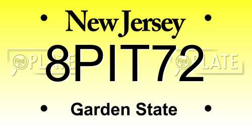 8PIT72 New Jersey License Plate