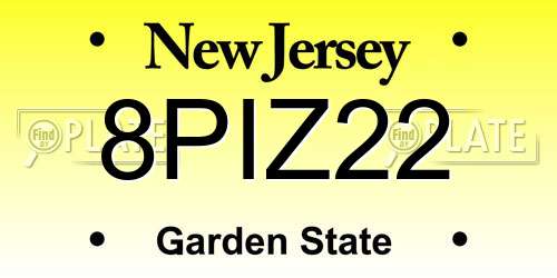 8PIZ22 New Jersey License Plate