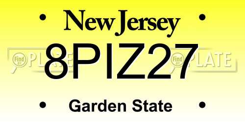 8PIZ27 New Jersey License Plate