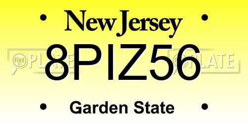 8PIZ56 New Jersey License Plate