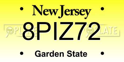 8PIZ72 New Jersey License Plate