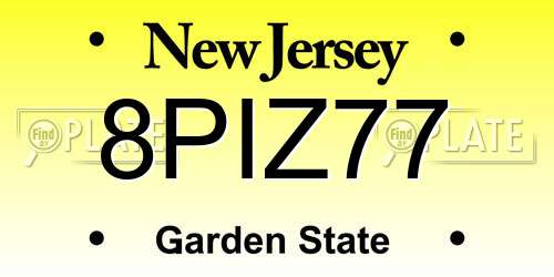 8PIZ77 New Jersey License Plate