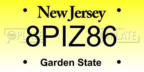 8PIZ86 New Jersey License Plate