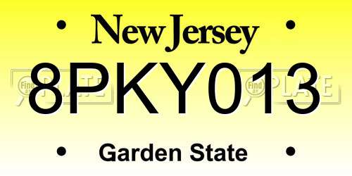 8PKY013 New Jersey License Plate