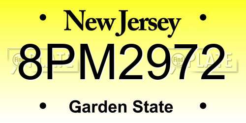 8PM2972 New Jersey License Plate
