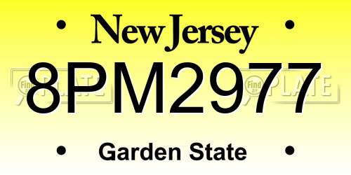 8PM2977 New Jersey License Plate