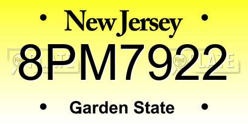 8PM7922 New Jersey License Plate
