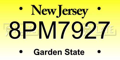 8PM7927 New Jersey License Plate