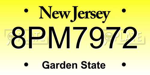 8PM7972 New Jersey License Plate