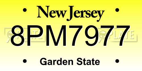 8PM7977 New Jersey License Plate