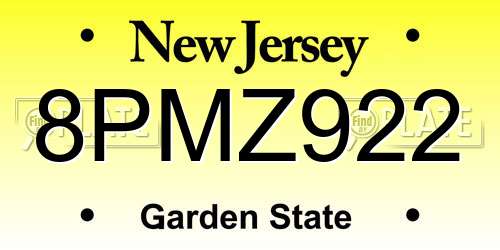 8PMZ922 New Jersey License Plate